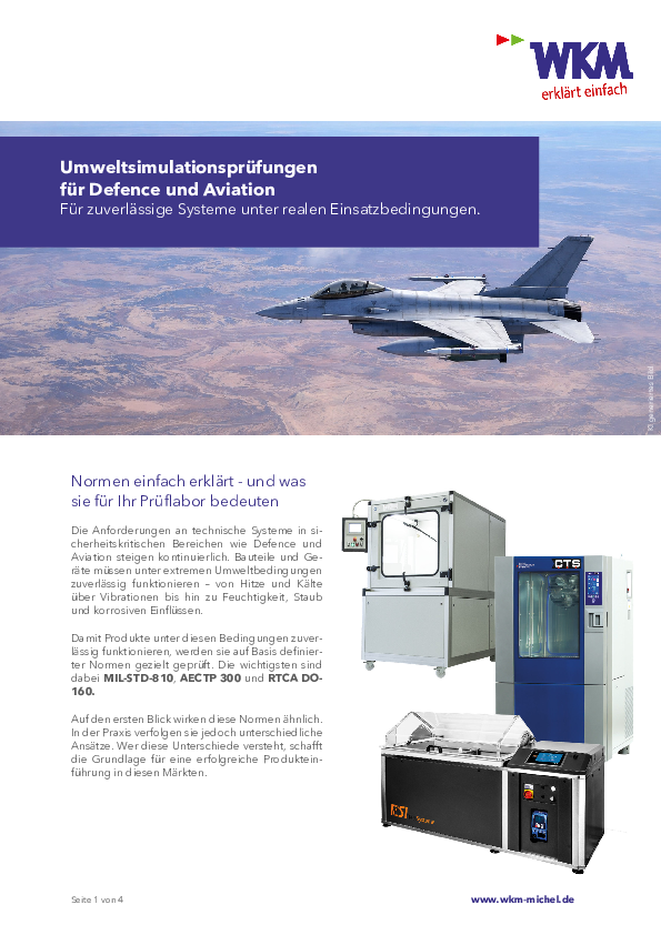 WKM erklärt einfach - Umweltsimulationsprüfungen für Defence MIL-STD-810 + AECTP 300 + RTCA DO-160