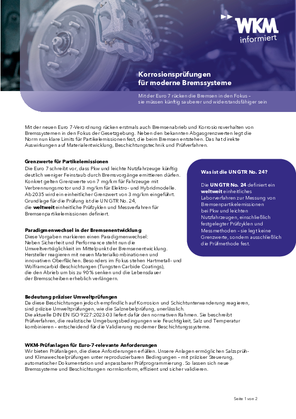 WKM informiert - Korrosionsprüfungen zur Erfüllung der EURO 7