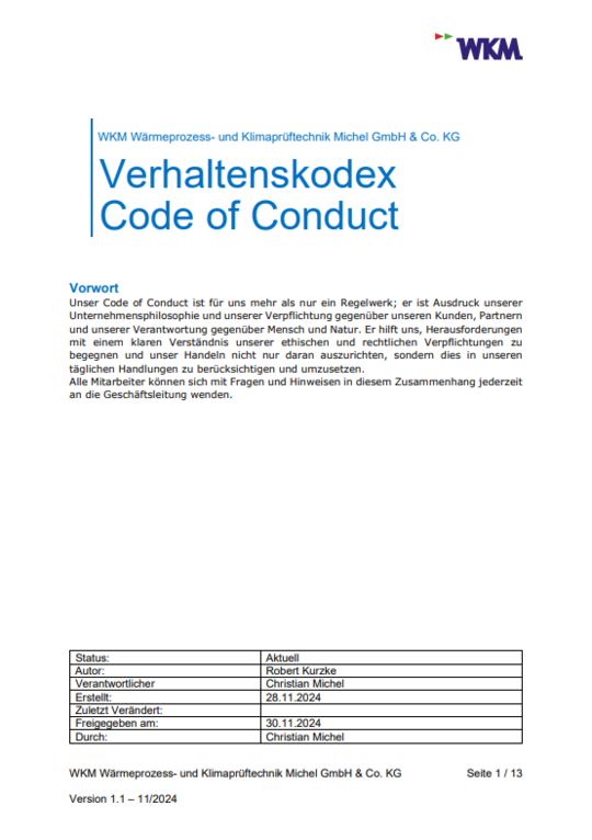 Verhaltenskodex, Code of Conduct 2024