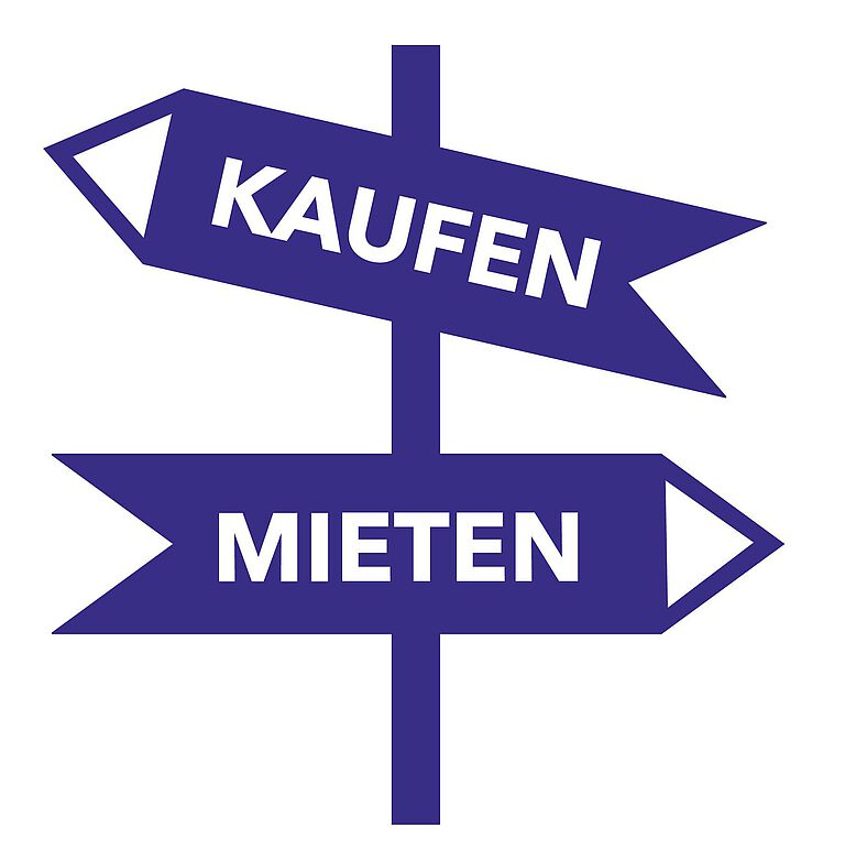 Grafik Wegweiser Kaufen und Mieten