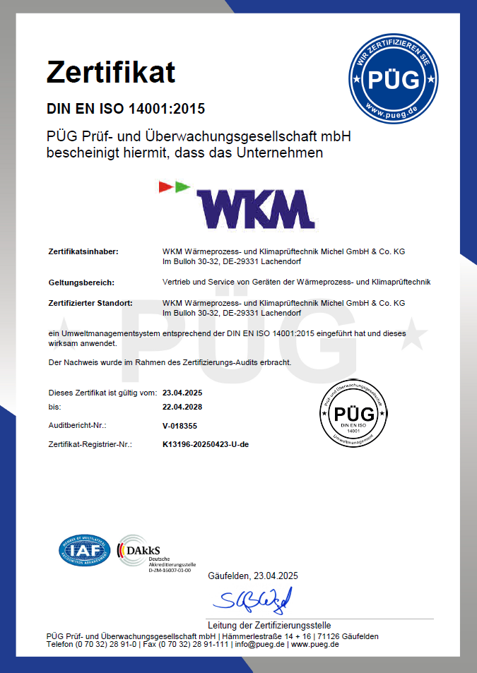 WKM Zertifikat DIN EN ISO 14001 2015