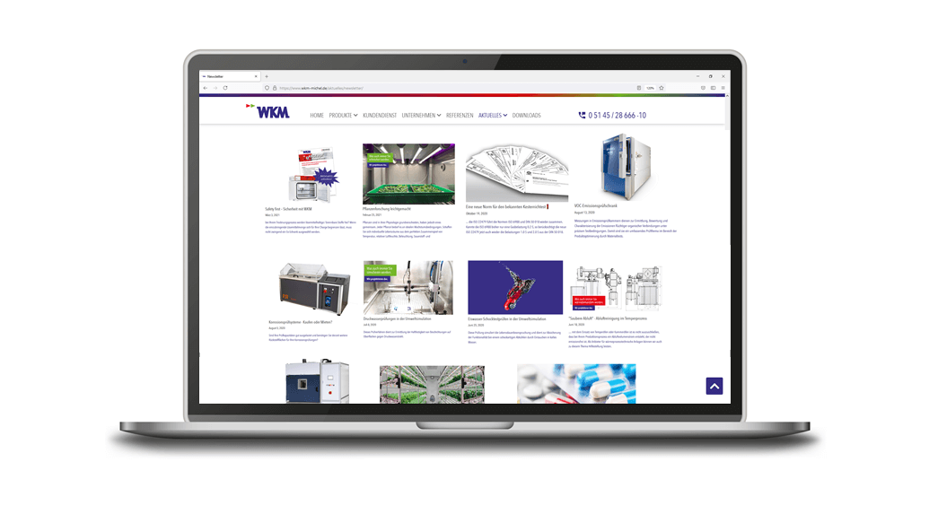 Monitor mit Ausschnitt von WKM Newsletter